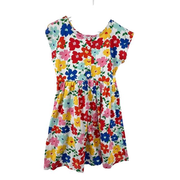 Hanna Andersson Size 130 US 8 Dress Floral Button Detail Fit and Flare Cotton - Picture 1 of 4
